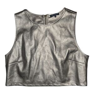 Silver Metallic Sleeveless Crop Top Size XL